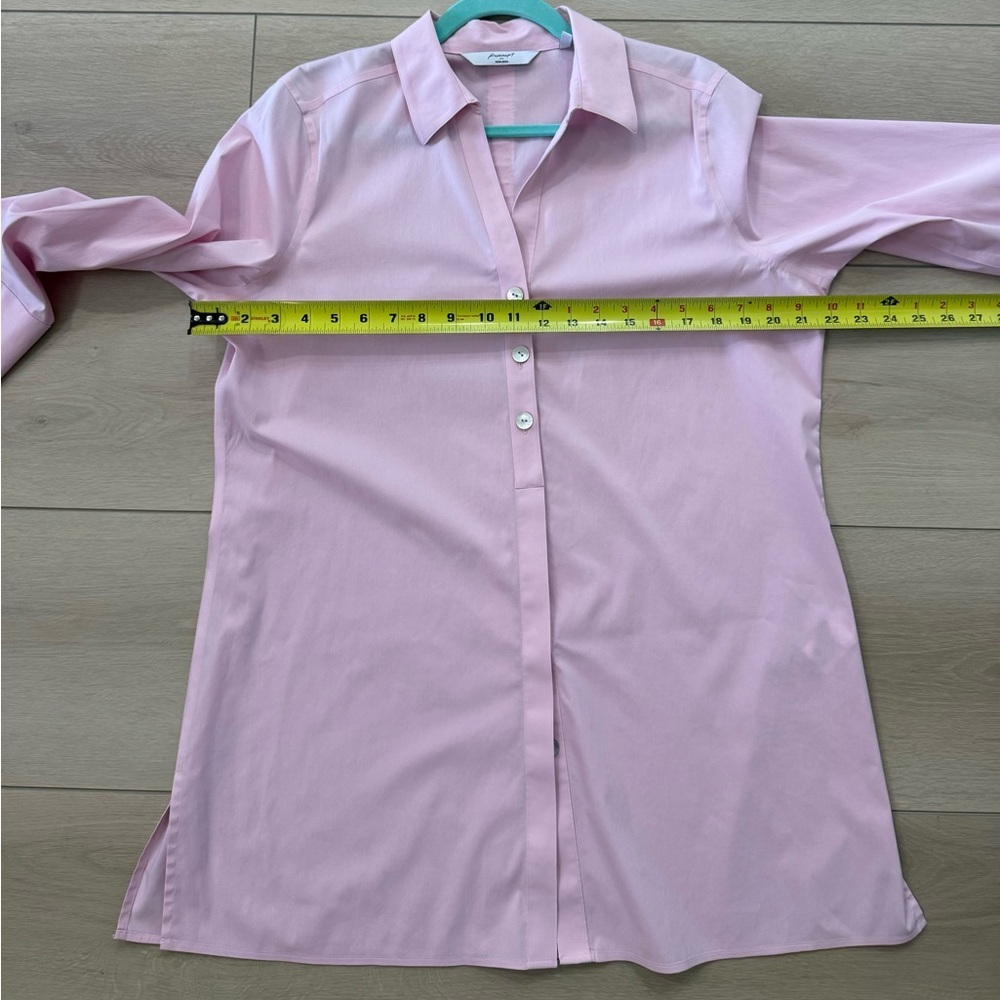 Foxcroft No Iron 3/4 Sleeve Tunic Pink Women's Button Down Top Blouse Size 12 - Picture 7 of 13